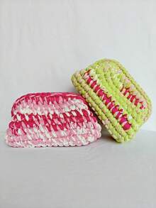 新款配色女士手工钩编手拿包 - 彩色 - 查看 5