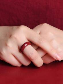 风水朱砂戒指，真品朱砂戒指，复古中国风高朱砂含量紫金砂戒指，优雅装饰，男女皆宜，馈赠亲友的完美礼物，象征好运、财富和健康