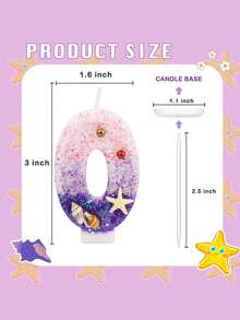 三色渐变贝壳水晶数字0-9生日派对蛋糕装饰蜡烛 - 彩色 - 查看 10