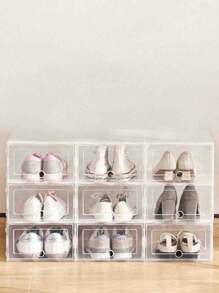 6/12 piezas Cajas apilables transparentes para almacenamiento de zapatos para el armario, contenedores de almacenamiento de zapatos resistentes con puerta transparente, cajas de zapatos de plástico con cajón grueso, organizador de zapatos apilable para tenis