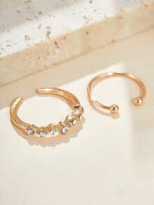 2 Pieces Cooper Zirconia Toe Rings Set For Women