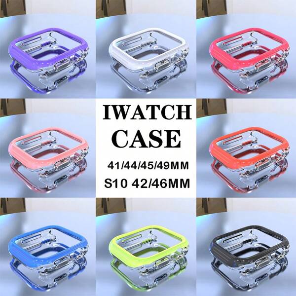 TPU Bumper Case For Apple Watch 41/44/45/49mm S10 42/46mm Two-Color Transparent Protective Frame Cover For Ultra Series 10/9/8/7/6/5/SE/4 Watch Case Accessories