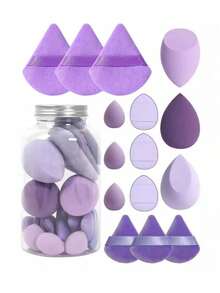 1/15pcs Makeup Sponge Set With Storage Box, Includes 3 Large Makeup Sponges, 3 Mini Makeup Sponges, 3 Large Powder Puffs, 3 Mini Powder Puffs And 3 Mini Finger Powder Puffs, Suitable For Liquid, Cream And Powder Foundations - Multicolor - View 13