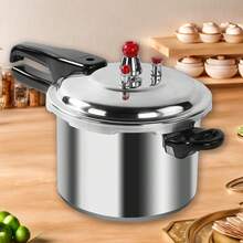 3/9 Litre Home Dual Handle Aluminum Pressure Cooker Kitchen Catering Cookware UK - Silver - View 8
