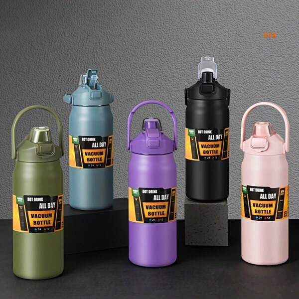 1500/1200ml Dual Compartment Vacuum Insulated Stainless Steel Bottle, Portable Outdoor Sports Water Flask