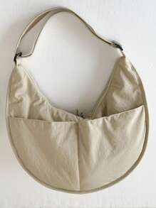peach tree Large Capacity Crescent Shaped Shoulder Bag, Simple Solid Color Women Crossbody Bag, Adjustable Shoulder Strap, Zipper Closure, Fashion Spring Simple Solid Color Shoulder Bag, Adjustable Strap, Zipper Closure, Shoulder Bag Gift For Christmas, Scream, Young Casual Solid Color Sling Bag, Lightweight Large Capacity Shoulder Bag, Valentine's Day Gift, Peach Tree