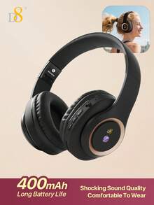 D8 头戴式耳机，无线/有线两用，可折叠，内置麦克风，支持 Micro SD 卡扩展 - （隐形款）成人儿童男女通用，续航 10-15 小时，可折叠头戴式耳机，带麦克风，低音强劲，立体声效果出色，配备柔软记忆蛋白耳罩，兼容 /安卓手机/PC - 彩色 - 查看 18