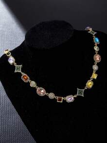 1PC Hip Hop Jewelry Fashion Colored Zirconia Necklace, Women's Fashion Bridal Party Jewelry, Gorgeous Party Accessories, Gifts - 項鍊 - 查看 2