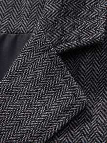 New Men's Herringbone Check Waistcoat, Vintage Turndown Collar Metal Chain Decor Gilet