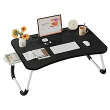 Lap Desk For Laptop Bed Trays For Eating And Laptops Bed Desk Bed Table Tray Stand With Cup Holder/Drawer Lap Tray Breakfast In Bed Tray For Sofa/Couch/Writing On Low Sitting Floor Large Portable - 黑色 - 查看 2