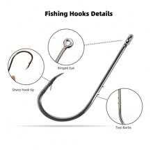 600pcs Barbed Long Shank Fishing Hooks With Offset Bent Point For Sea Fishing