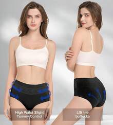 Women's Cotton High Waist Tummy Control Panties Jacquard Ladies Panty Multipack - Comfort - 簡報 06 - 5 件裝 - 黑色 - 查看 5