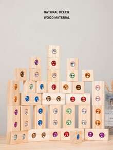 32 件/50 件木制几何宝石积木 - 益智玩具，适合男孩和女孩的完美圣诞礼物