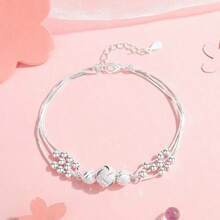 S925 Sterling Silber feines dreischichtiges Glückskugel-Charm-Armband für Mädchen und Frauen & Musikfestivals, ideal als Valentinstag & Ganzjahres Geschenk
