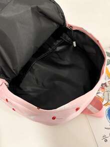1 Balo học sinh họa tiết nơ/anh đào đơn giản có ngăn đựng máy tính xách tay, chất liệu nylon dung tích lớn, ý tưởng balo đa năng dùng hàng ngày cho bé gái/sinh viên đại học/quý cô/sinh viên mới tốt nghiệp/du lịch/trở lại trường - Hồng - Xem 6