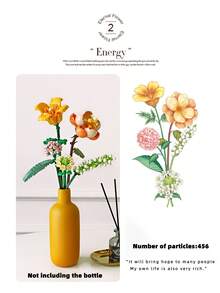 4套1571PCS+DIY艺术积木花朵，ABS材质花朵系列积木，装饰花束，浪漫家居装饰，色彩鲜艳的花朵积木，形状如玫瑰、向日葵等，植物模型收藏，缓解压力，减压游戏，桌面装饰，游戏，人造花积木，完美的生日礼物，母亲节礼物，节日礼物创意情人节礼物。 - 彩色 - 查看 14