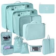 10Pcs Packing Cubes Compression Travel Luggage Storage Bags Organiser UK - Black - View 14