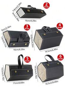 1pc Foldable Eyeglasses Storage Box, 2/3/4/5/6 Slots Black Portable Travel Eyewear Case, Multi-Purpose Glasses Organizer, Hanging Eyeglass Holder For Living Room, Bedroom, Keeps Glasses Tidy - Brown - View 6