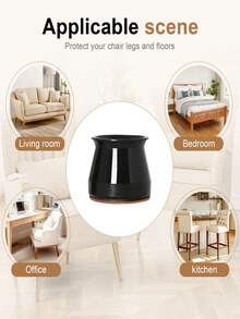 4/8/16/24/36pcs Furniture Leg Floor Protectors, Suitable For Hardwood Floors, Furniture Pads, Chair Leg Sliders, Silicone Chair Leg Covers, Prevent Floor Scratches And Reduce Noise, Applicable For Kitchen, Living Room, Bedroom, Cafe, 3 Styles Available - Black Light Brown - View 7