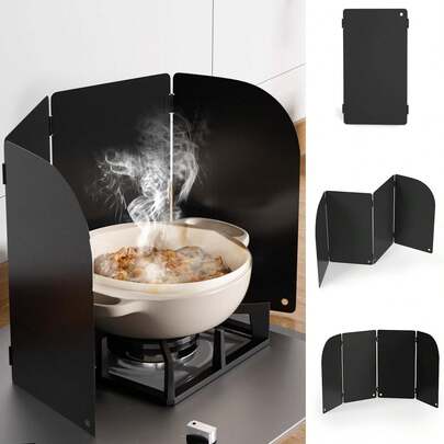 Supulin レンジガード 油はねガード IHとガス両用 4面タイプ 高さ32cm 油はね防止 キッチンガード コンロ用 油はね防止ガード IHコンロ 耐傷 お手入れ簡単 底に固定穴付き アウトドアでも活躍（ホワイト）