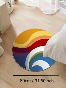 1 块客厅圆形地毯床边地毯可水洗抽象风格吸水防滑涤纶地垫可擦拭易清洁适用于客厅卧室办公室厨房浴室等室内场景入口地毯装饰地毯返校 - 彩色 - 查看 8
