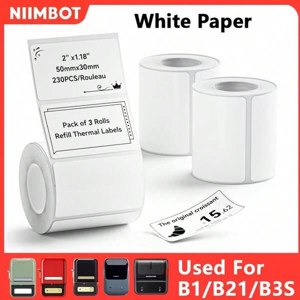 NiiMbot Niimbot Etikett Mini tragbarer Thermodrucker Etikett weiß Aufkleber wasserdichtes Papier Etikett ölfest für B1/B21 Klebestreifenedrucker Heiß