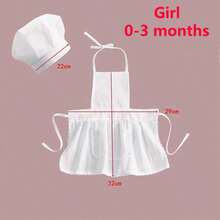 白色婴儿厨师服 - 烹饪围裙和帽子套装，适合男孩和女孩的婴儿摄影道具服装，首次厨师体验 - 彩色 - 查看 14