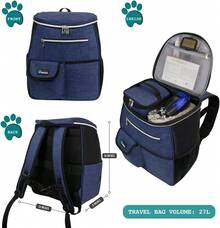 Dog Travel Bag Backpack, Airline Approved Dog Bags For Traveling, Puppy Diaper Bag Supplies, Pet Camping Essentials Hiking Accessories Dog Mom Gift, Food Container, Collapsible Bowls, Navy Blue - 藏蓝色 - 查看 2