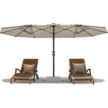 mteryoing 13FT Outdoor Umbrellas For Patio, Double-Sided Rectangular Patio Umbrella Market Umbrella With Base Waterproof And Windproof Fade Resistant Canopy For Deck Pool Garden Backyard - Màu be - Xem 4