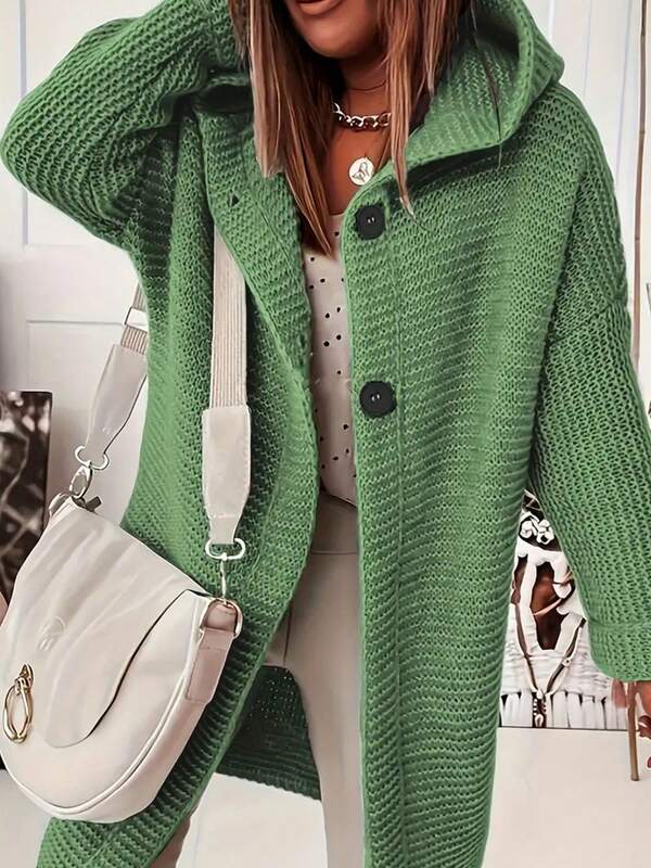 Suéter con capucha informal de moda de otoño e invierno, suéter de punto suelto