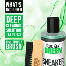 Rockin'Green Shoe Cleaning Kit Shoe Cleaner Sneakers Solution With Brush Included Sneaker Cleaner Kit Safe For Mesh Nubuck Leather Suede Deep Refresh Care Kit 8.8fl Oz - 如圖 - 查看 6