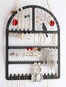 1pc Wall-Mounted Butterfly Shaped Jewelry Organizer, 7-Tier Metal Hollow Jewelry Box, Necklace & Earring Display Rack, Valentine's Day Gift - Multicolor - View 9