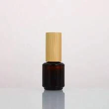 1pc 15ML Nail Polish Refillable Bottle With Bamboo Lid, Glass Makeup Brush Covered Bottle For Nail Art Supplies, Sample Size Screw Cap Refillable Bottle