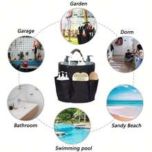 1 件 600D 牛津布花园工具储物桶，多口袋手持折叠桶，花园工具收纳袋