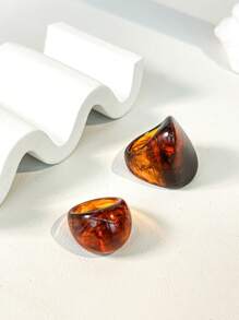 1pc Asymmetrical Tie Dye Resin Bracelet & Ring Set, Suitable For All Seasons, Boho Vacation Style