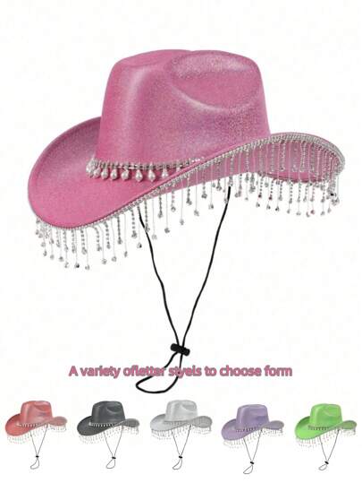 1 pezzo Cappello da cowboy luminoso, nuovo cappello alla moda adatto per esibizioni sul palco e feste, cappello da cowboy e da cowgirl unisex per Ognissanti