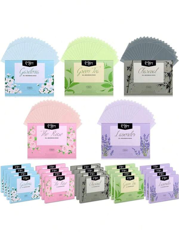 200pcs/2packs Portable Natural Plant Extract Oil Blotting Paper, Fragrant Oil Control, Suitable For Oily Skin, Facial Oil Absorbing Sheets