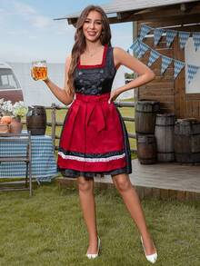 暗黑系万圣节狂欢吊带裙德国啤酒节女仆装COS服 - 黑色 - 查看 3