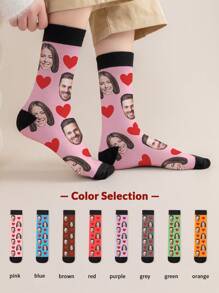 1 par de calcetines personalizados con cualquier rostro para hombres, calcetines con foto personalizada, calcetines de tripulación alta con imagen personalizada e interesante, adecuados para regalo de San Valentín o cumpleaños