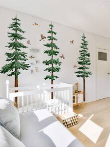 1 套 4 张水彩风格大号 215 厘米高松树和云朵家居墙面装饰贴纸、贴纸、墙贴花、乙烯基贴花用于家居装饰、春季装饰品让您的家焕然一新、节日装饰贴纸礼物生日毕业 - 彩色 - 查看 10