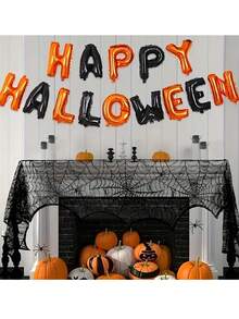 14 件/套万圣节快乐字母气球 - “HAPPY HALLOWEEN”万圣节派对装饰气球、节日活动背景装饰、适合万圣节派对、节日活动场地装饰、家庭室内/室外庭院氛围装饰、节日气球