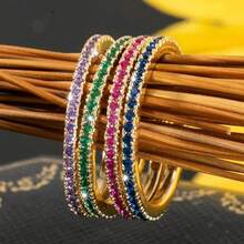 A Minimalist Bohemian-Style Synthetic Zirconia Eternal Birthstone Anniversary Stacked Ring, Engagement, Bride, Wedding Party Ring, Festival Jewelry Accessory, Daily Casual Accessory, High-Quality Jewelry For Women - Đỏ - Xem 2