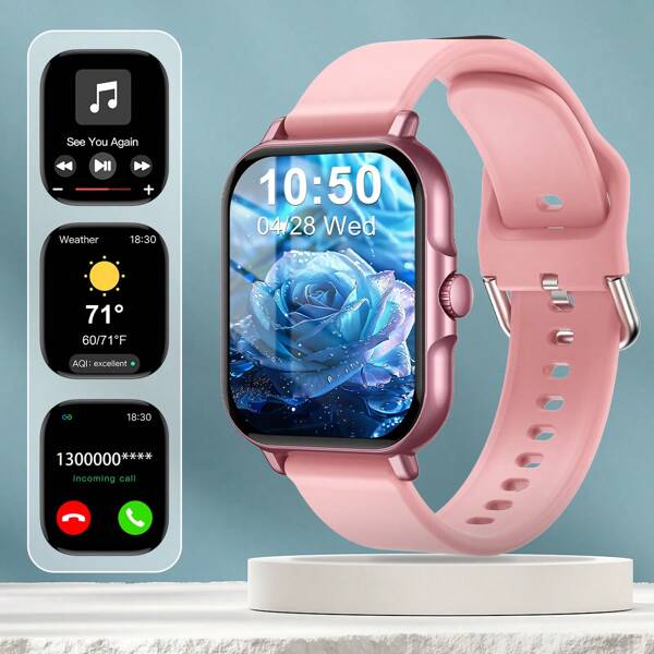 Multifunctional Wireless Calling Smartwatch (Answer/Make Calls), 1.83-Inch, With Text, Call Functions, Built-In Sports Modes, Step Counter, Calorie Counter, Weather Alerts, Suitable For Men & Women As Holiday Gift, Compatible With Android & IOS