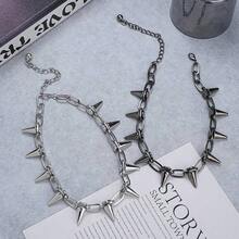 CIREY 复古朋克铆钉金属项链，夸张个性嘻哈子弹颈链，情侣款