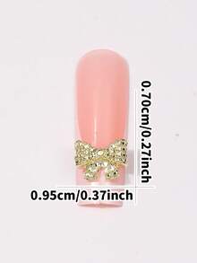 1 盒 60 件金属蝴蝶结指甲饰物、合金指甲蝴蝶结 3D 金色蝴蝶结指甲饰物、奢华闪亮蝴蝶结指甲饰物、美甲配件、美甲指甲 DIY 饰物、美甲用品、指甲、美甲宝石 - 金色 - 查看 11