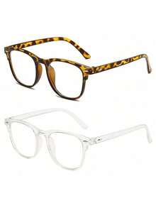 Bộ 3 kính, Kính đọc sách/chơi game/xem TV/điện thoại cho nam nữ, chống mỏi mắt, kính có nhiều màu sắc khác nhau (kính đen, kính họa tiết da báo, kính trong suốt, ) - Nhiều màu - Xem 11