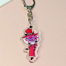 Anime GOODS Anime Acrylic Keychain -Vicky Charlie Alastor Cute Y2K Cartoon Pendant, Suitable For Bags And Keys, Perfect Gift For Fans, Cosplay Accessories Car Key Bag Backpack Small Jewelry Key Ring Accessories Creative Student Gifts Anime Derivatives, Creative Backpack Pendants, Car Key Pendants, Acrylic Keychains, Japanese Comic Pendants, Neko Contents Seed Keychain Collectibles, Pendants, Otaku Collection Gifts, Cheap Gifts School Letter Car Accessories Goth