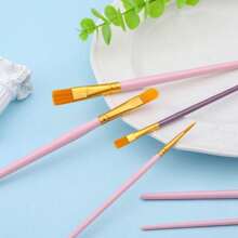 10pcs Vibrant Nylon Hair Paint Brush Set, Plastic Handle Oil/Acrylic/Watercolor/Gouache Painting Brushes, Multi-Color Creative Art Supplies, Suitable For Students, Painting