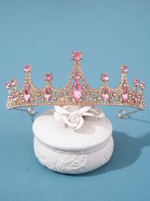 1pc Elegant Palace Style Rhinestone Studded Crown, Suitable For Performance, Birthday, Party, Flower Girl, Photo Shooting, High-End Decorative Kids Hair Accessory