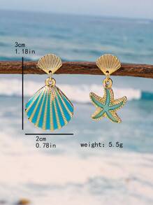 1pair Holiday Style Simple Enamel Starfish Shaped Fashionable Party Earrings For Women's Daily Wear And Commute